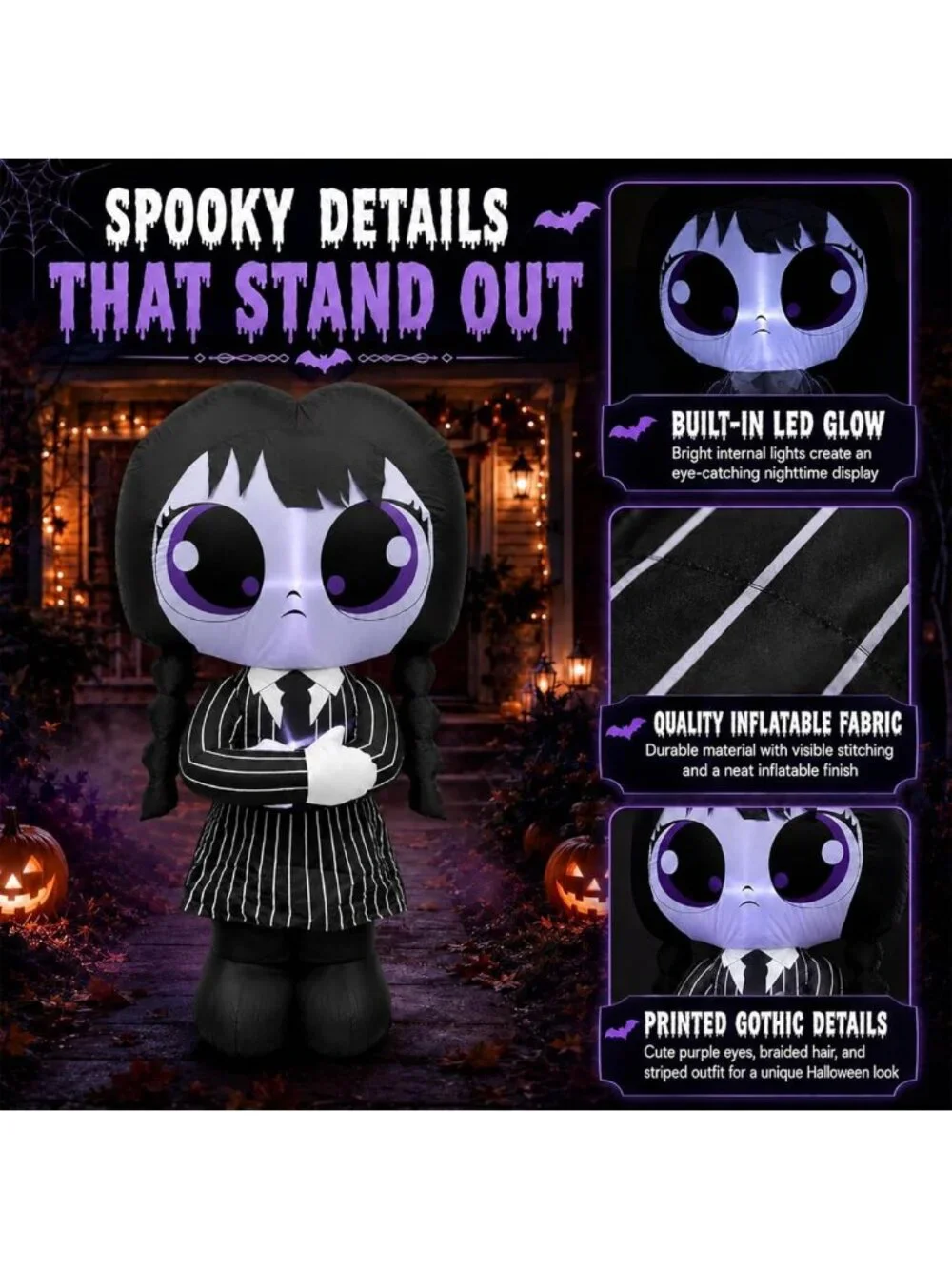 5FT Halloween Inflatable Witch Decoration with LED Lights - School Uniform Theme